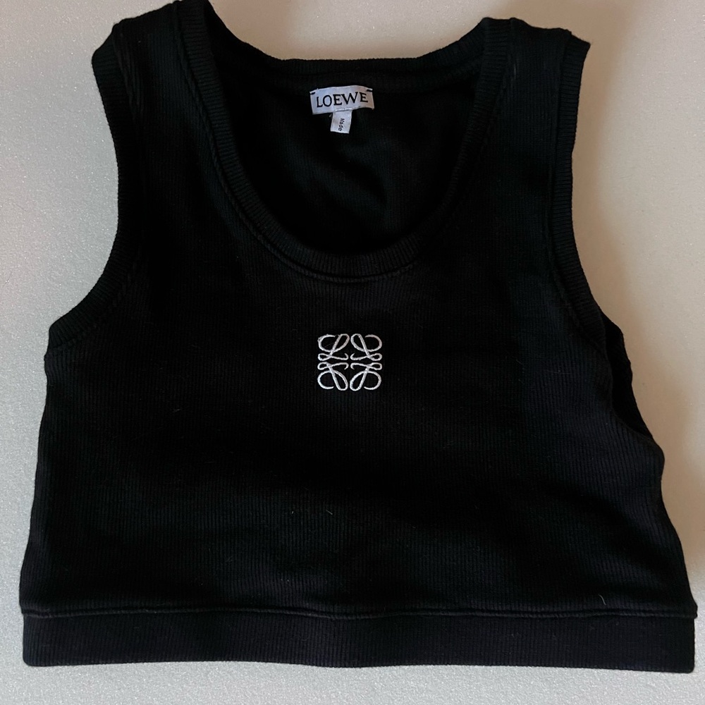Loewe cropped anagram tank top in ribbed cotton